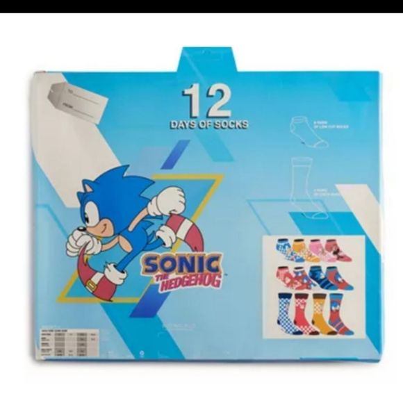 NEW SONIC THE HEDGEHOG BOX 12  pair of Men's Sock size 10-13, Shoe size 8-12 - Picture 5 of 5